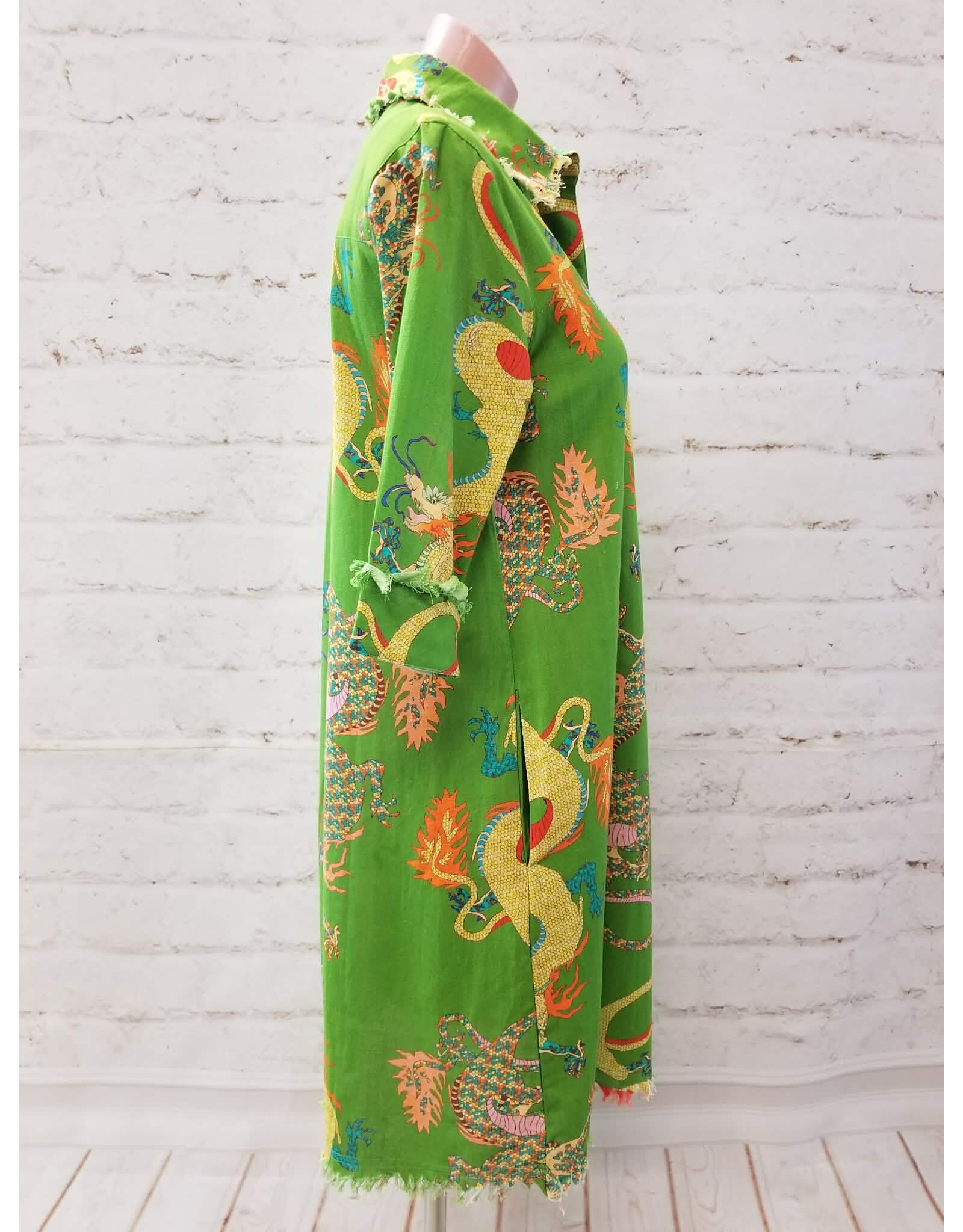 Chatham Dress Gekko Green Dragon Print