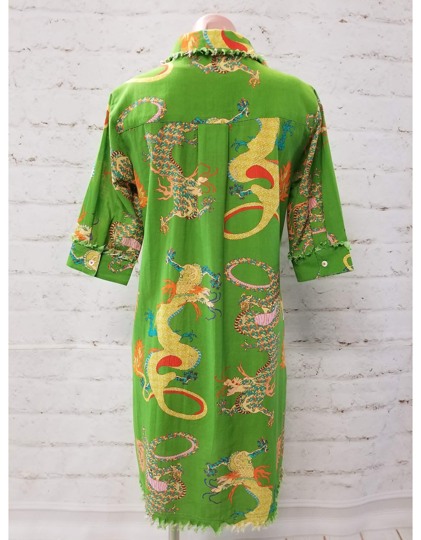 Chatham Dress Gekko Green Dragon Print