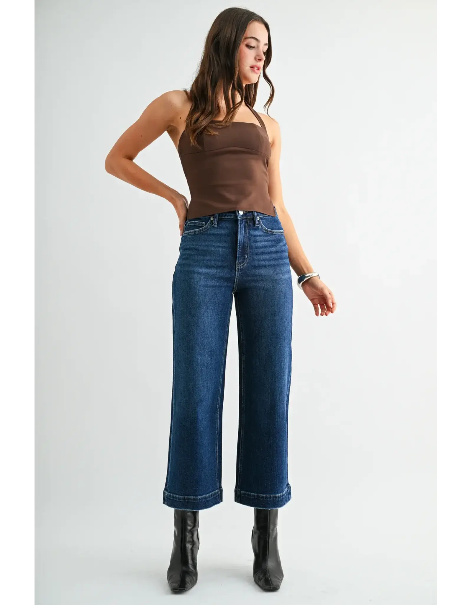 Morgan High Rise Wide Crop Trouser Hem Jean
