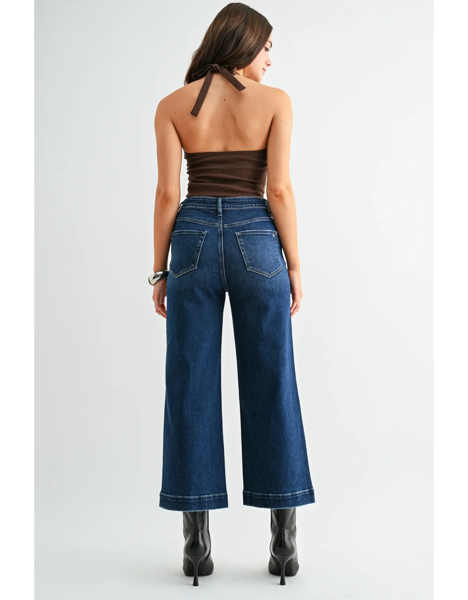 Morgan High Rise Wide Crop Trouser Hem Jean