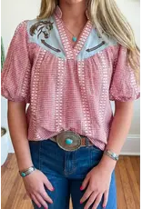 Reba Western Pony Embroidered Gingham Shirt