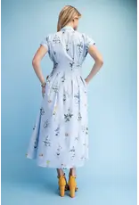 Ella Floral Midi Shirt Dress Powder Blue