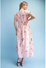 Ella Floral Midi Shirt Dress Powder Pink