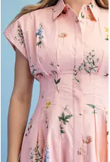 Ella Floral Midi Shirt Dress Powder Pink