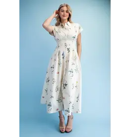 Ella Floral Midi Shirt Dress Vanilla Mix