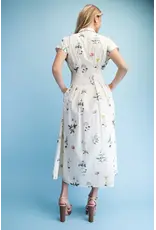 Ella Floral Midi Shirt Dress Vanilla Mix