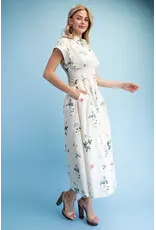 Ella Floral Midi Shirt Dress Vanilla Mix