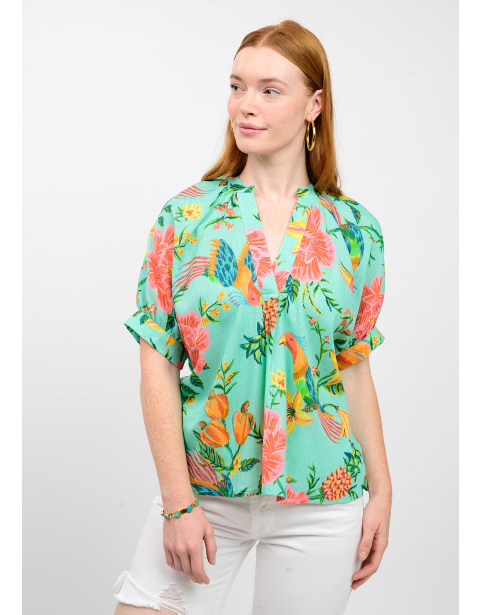 Ivy Jane Ivy Jane Tropical Dolman Top Aqua