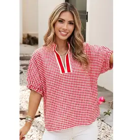 Poppy Red Gingham Top