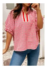 Poppy Red Gingham Top