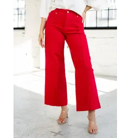 Mariam Cornell Red Wide Leg Ankle Jeans