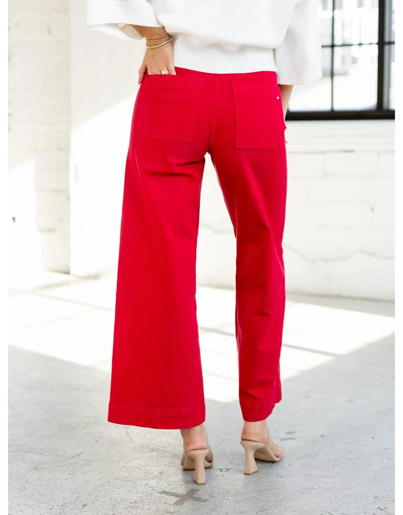 Mariam Cornell Red Wide Leg Ankle Jeans