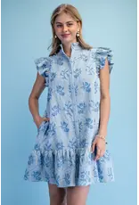 Bonnie Embroidered Button Down Dress Sky