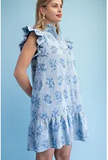 Bonnie Embroidered Button Down Dress Sky