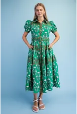 Chloe Midi Shirt  Dress Green Floral Mix