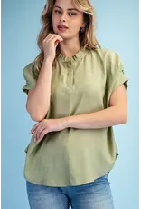 Olivia  Dolman Sleeve Top Moss Green
