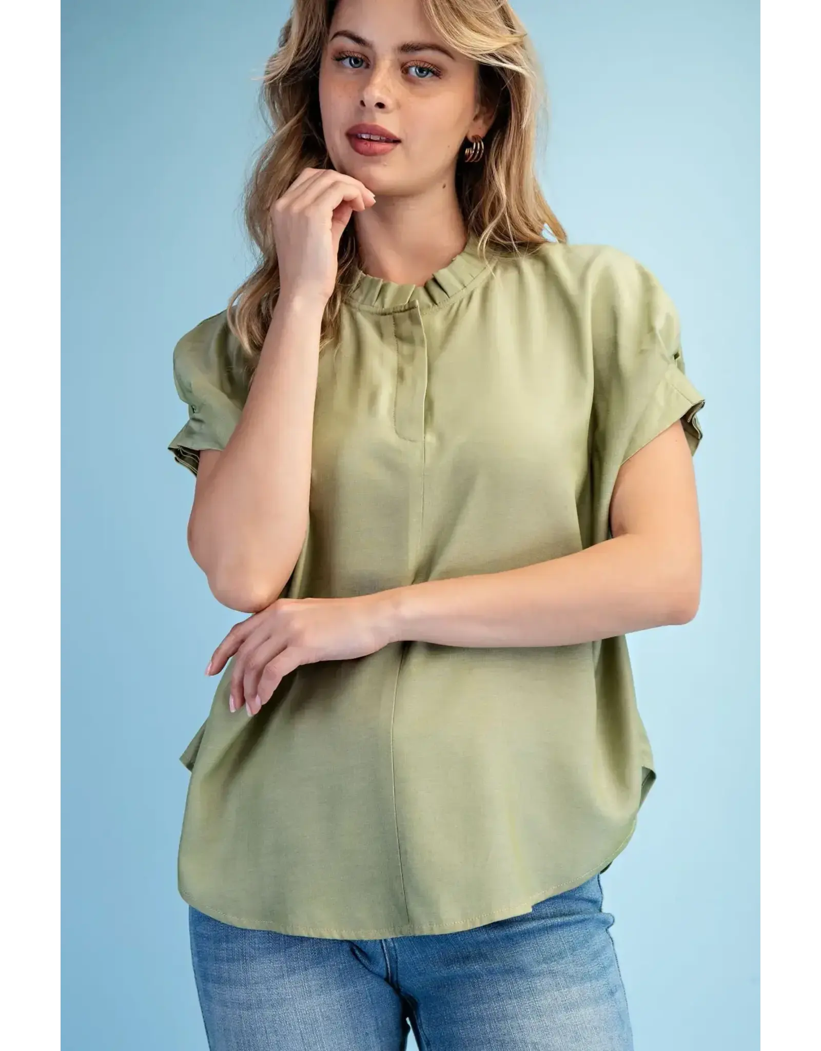 Olivia  Dolman Sleeve Top Moss Green