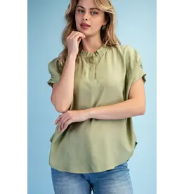 Olivia  Dolman Sleeve Top Moss Green