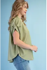 Olivia  Dolman Sleeve Top Moss Green