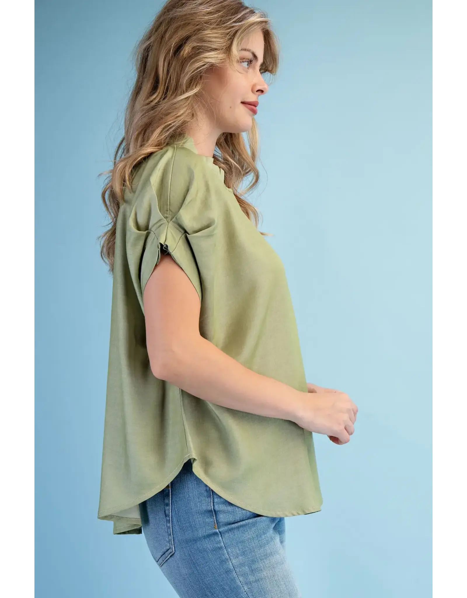 Olivia  Dolman Sleeve Top Moss Green