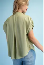 Olivia  Dolman Sleeve Top Moss Green