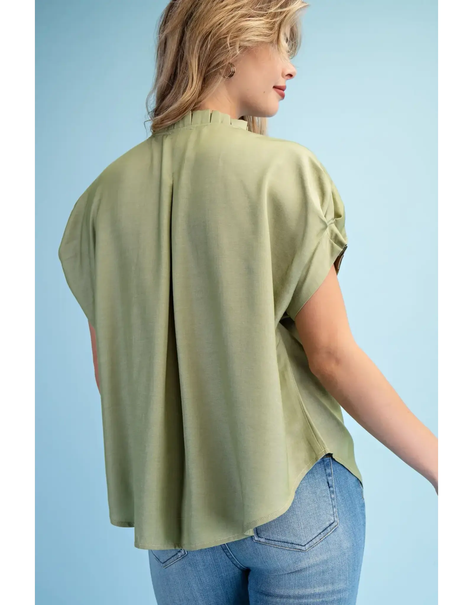 Olivia  Dolman Sleeve Top Moss Green