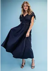 Genevieve Navy Floral Appliqué Maxi Dress