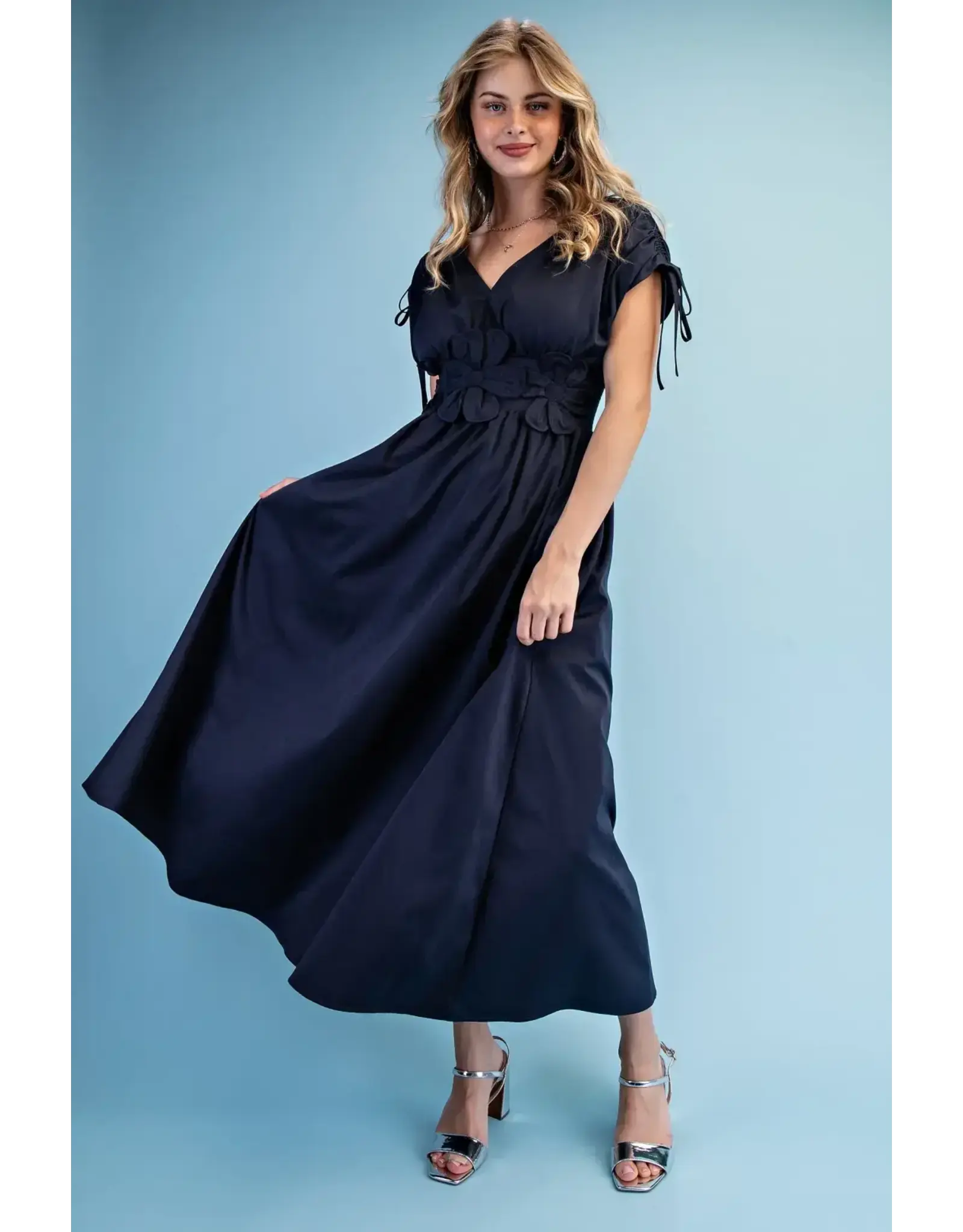 Genevieve Navy Floral Appliqué Maxi Dress