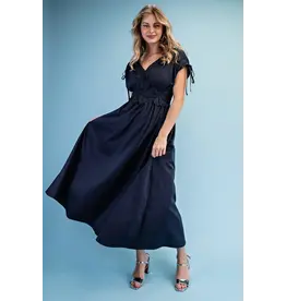 Genevieve Navy Floral Appliqué Maxi Dress