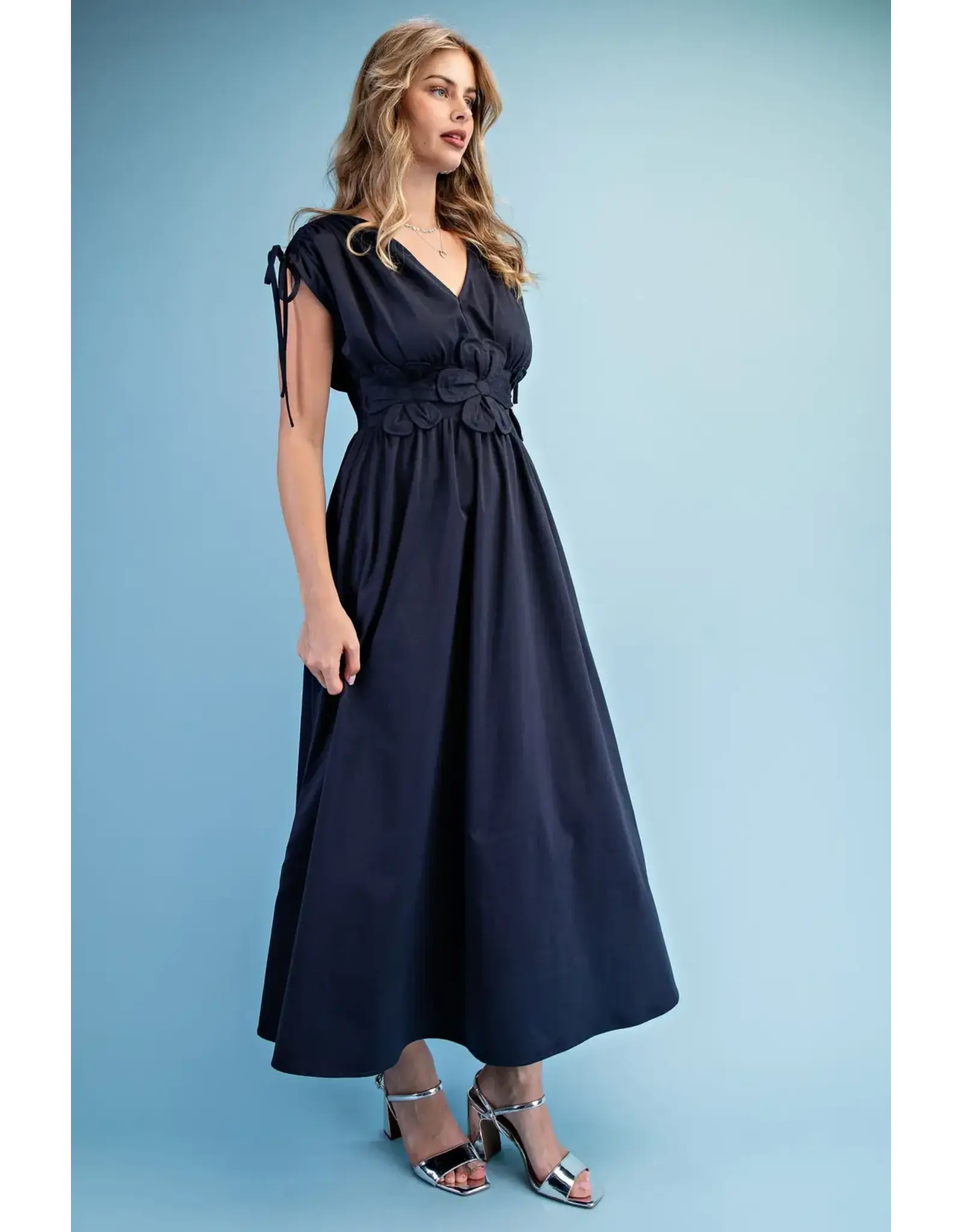 Genevieve Navy Floral Appliqué Maxi Dress