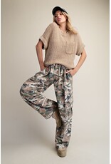 Camouflage Print Washed Twill Cargo Pants