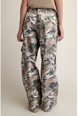 Camouflage Print Washed Twill Cargo Pants