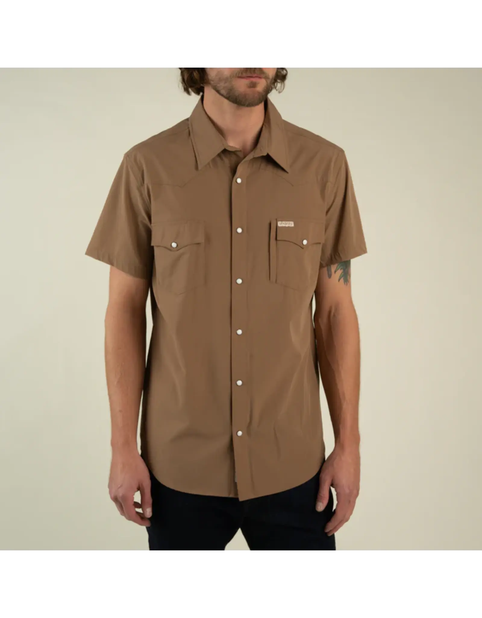 Sendero Confluence Tech Short Sleeve Shirt Light Brown