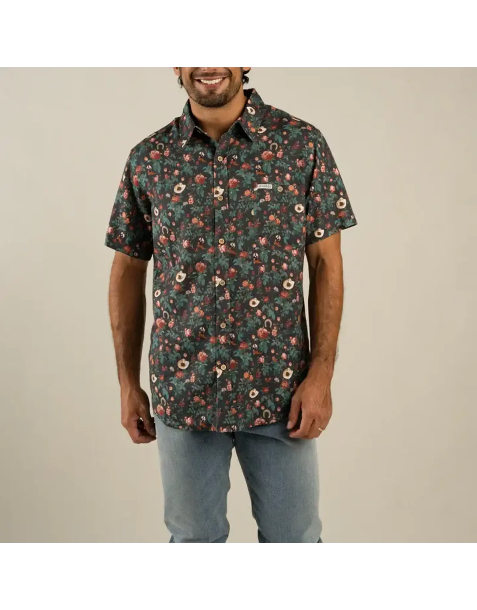 Sendero City Slicker Button Up Short Sleeve Desert Rose Charcoal