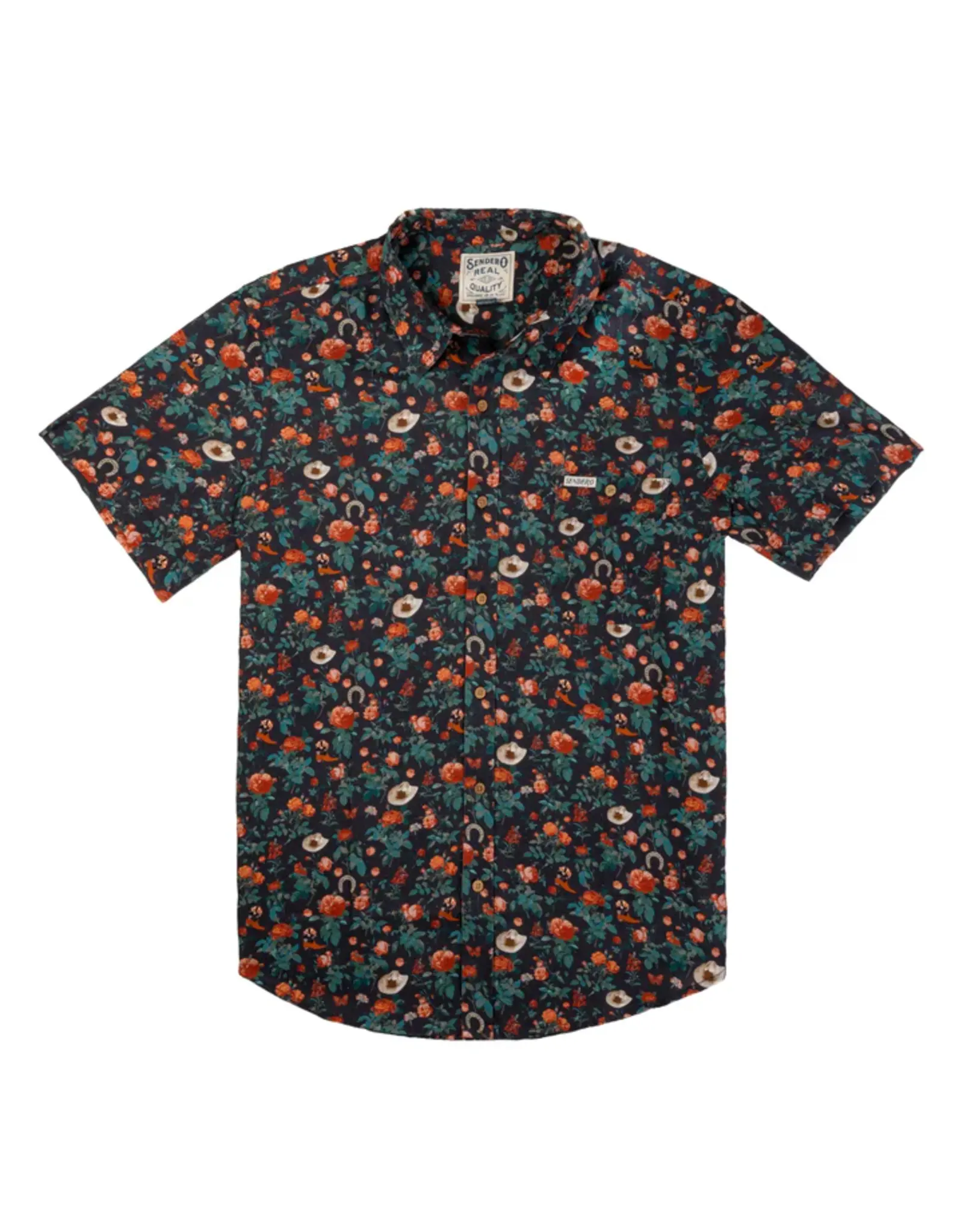 Sendero City Slicker Button Up Short Sleeve Desert Rose Charcoal