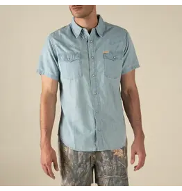 Sendero Wyatt Pearl Snap Short Sleeve Denim Shirt Washed Indigo
