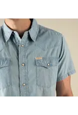 Sendero Wyatt Pearl Snap Short Sleeve Denim Shirt Washed Indigo