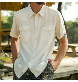 Sendero Wyatt Pearl Snap Short Sleeve Denim Shirt Antique White