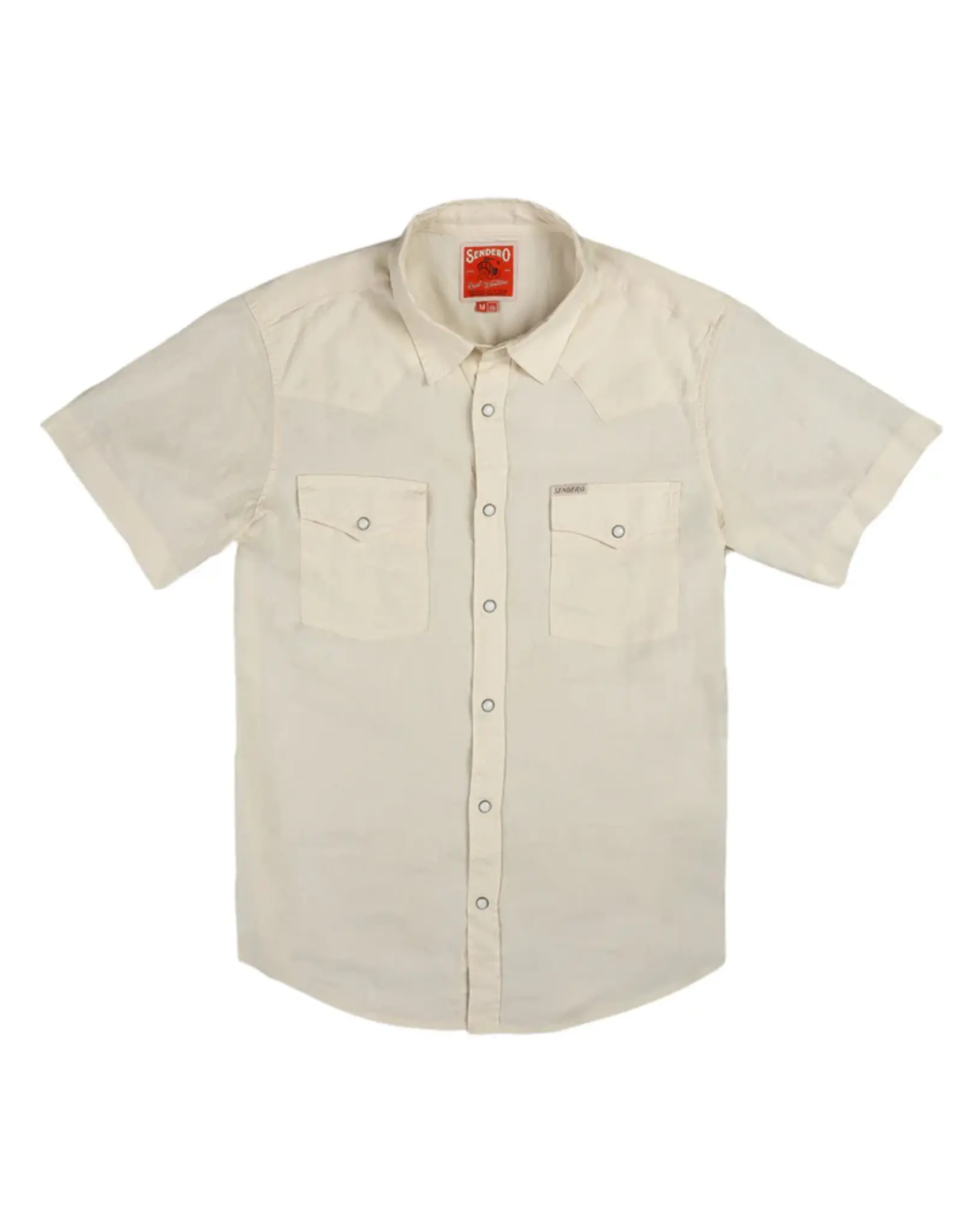 Sendero Wyatt Pearl Snap Short Sleeve Denim Shirt Antique White