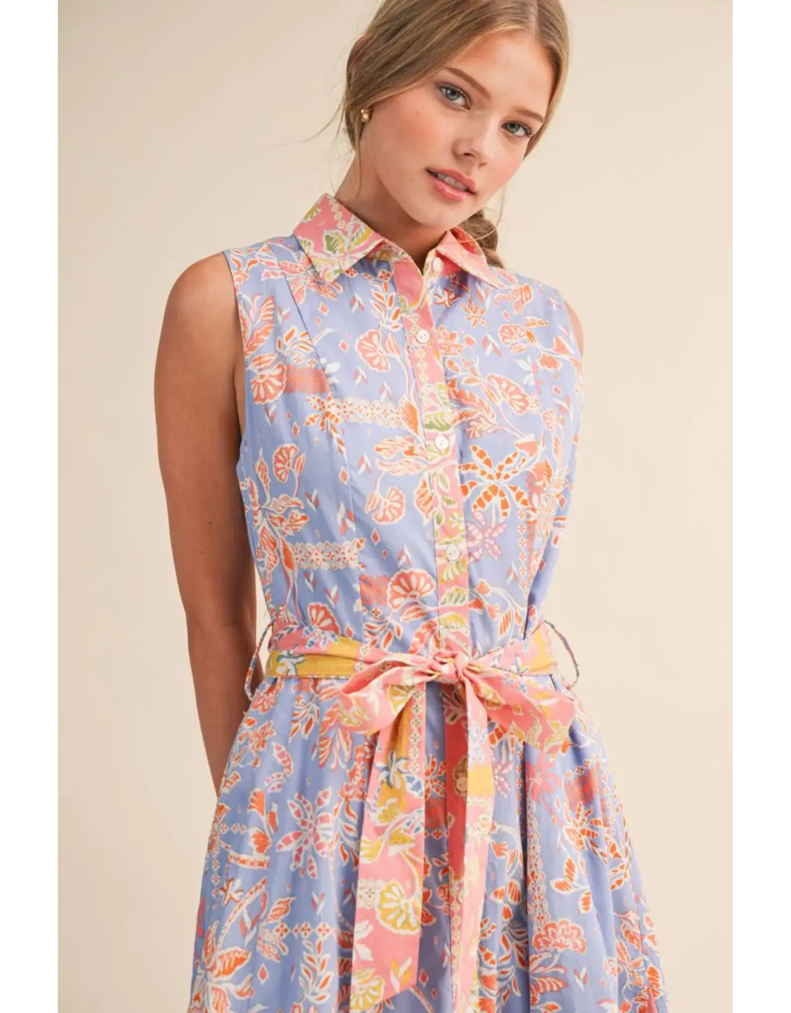 Caroline Button Down Collared Midi Dress