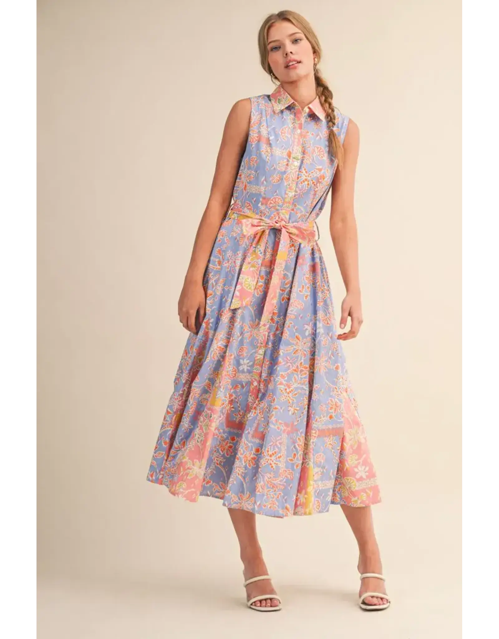Caroline Button Down Collared Midi Dress