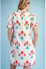 Poppy Floral Button Down Short Sleeve Dress