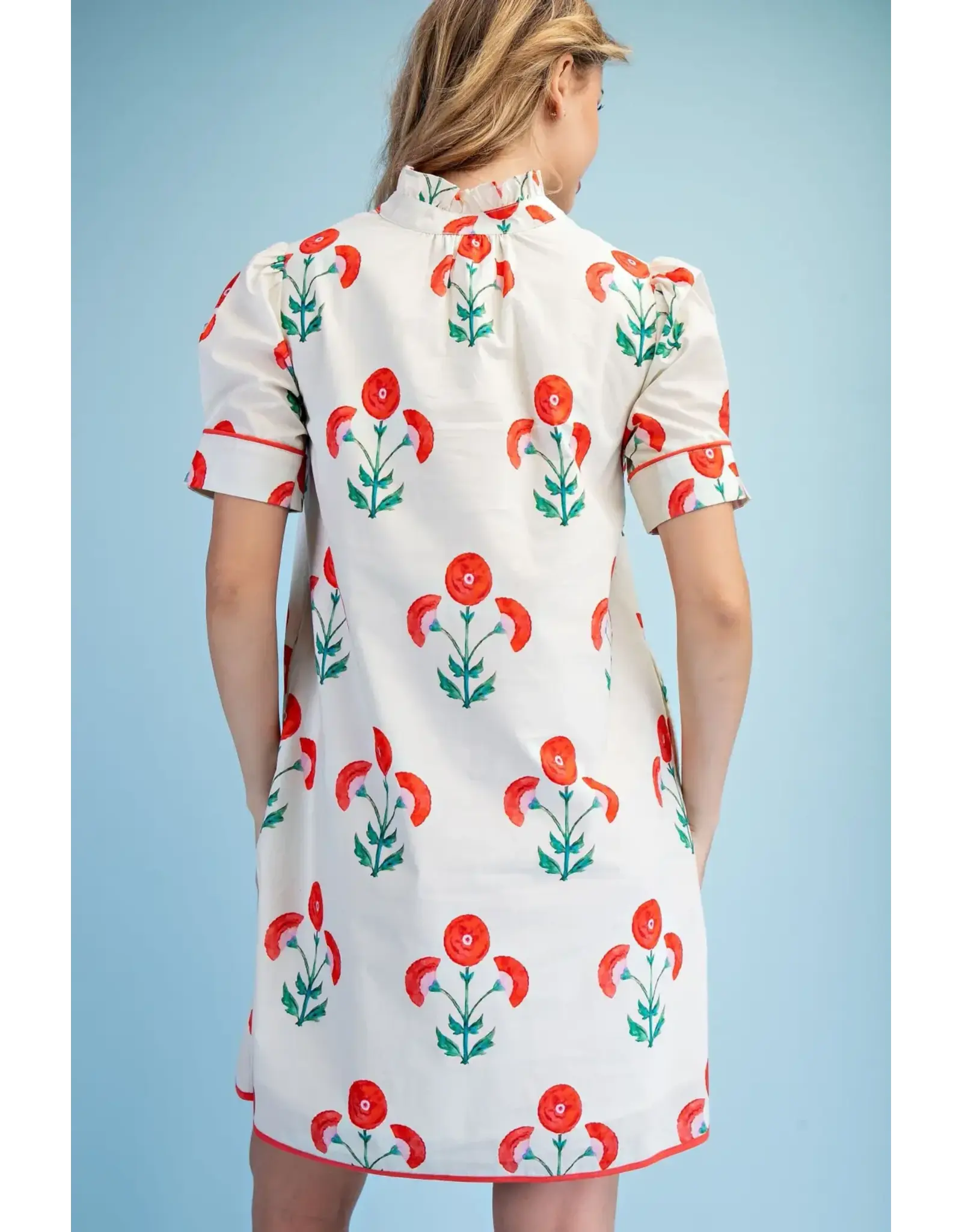 Poppy Floral Button Down Short Sleeve Dress