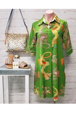 Dizzy Lizzie Chatham Dress Gekko Green Dragon Print