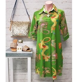Dizzy Lizzie Chatham Dress Gekko Green Dragon Print