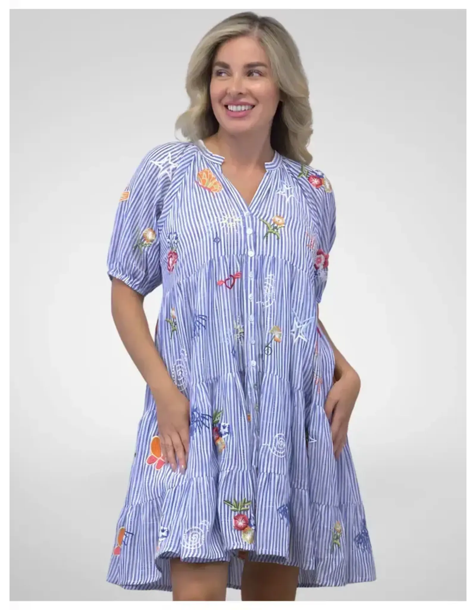 Kyla Seo Karia Dress Blue Stripe
