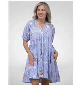 Kyla Seo Karia Dress Blue Stripe