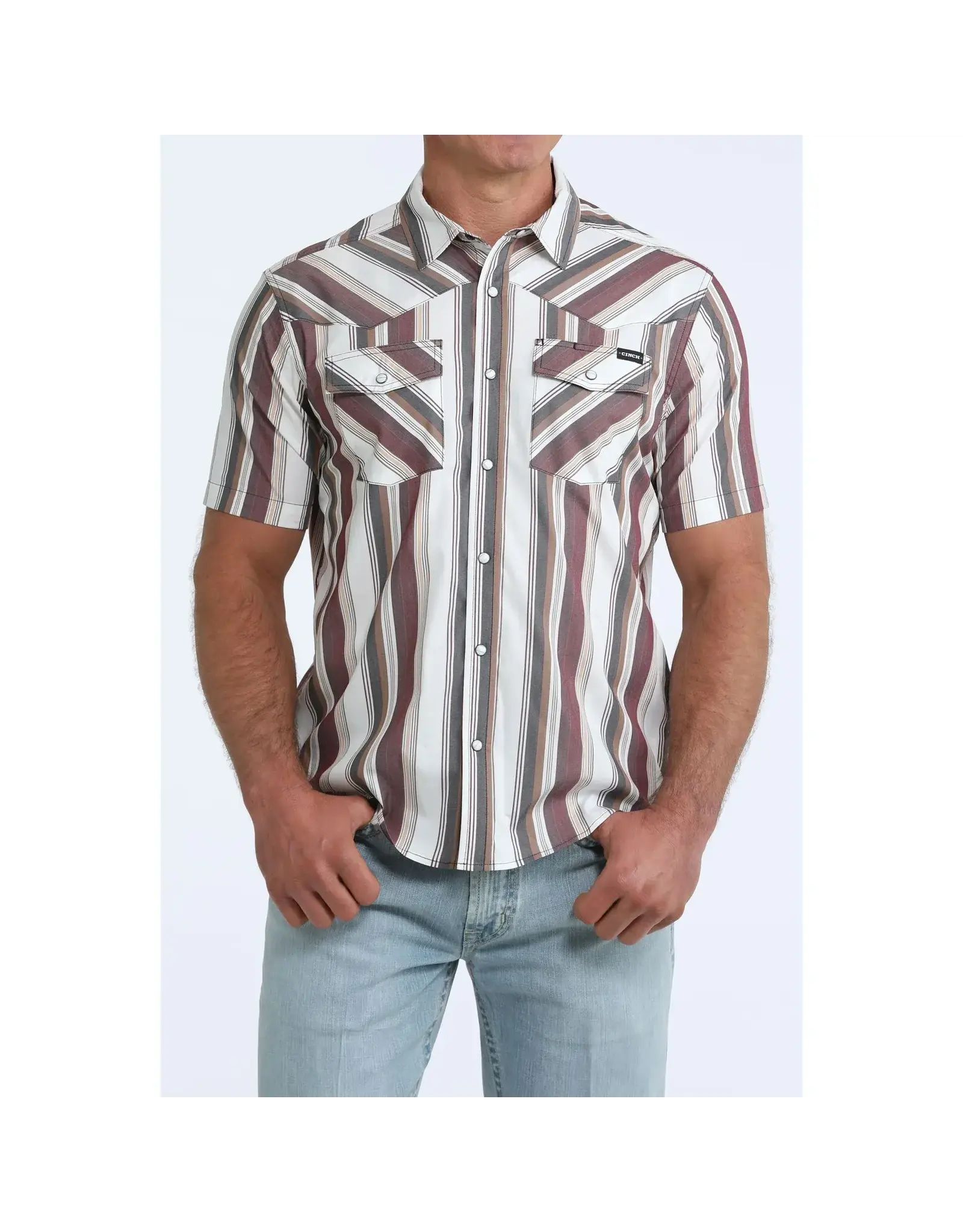 Cinch Cinch Short Sleeve Striped Camp Shirt