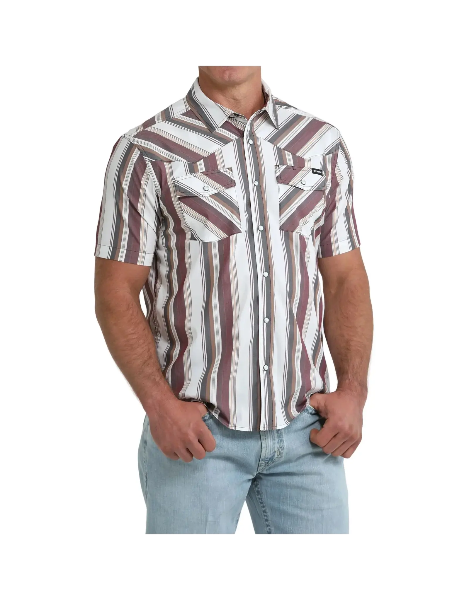 Cinch Cinch Short Sleeve Striped Camp Shirt