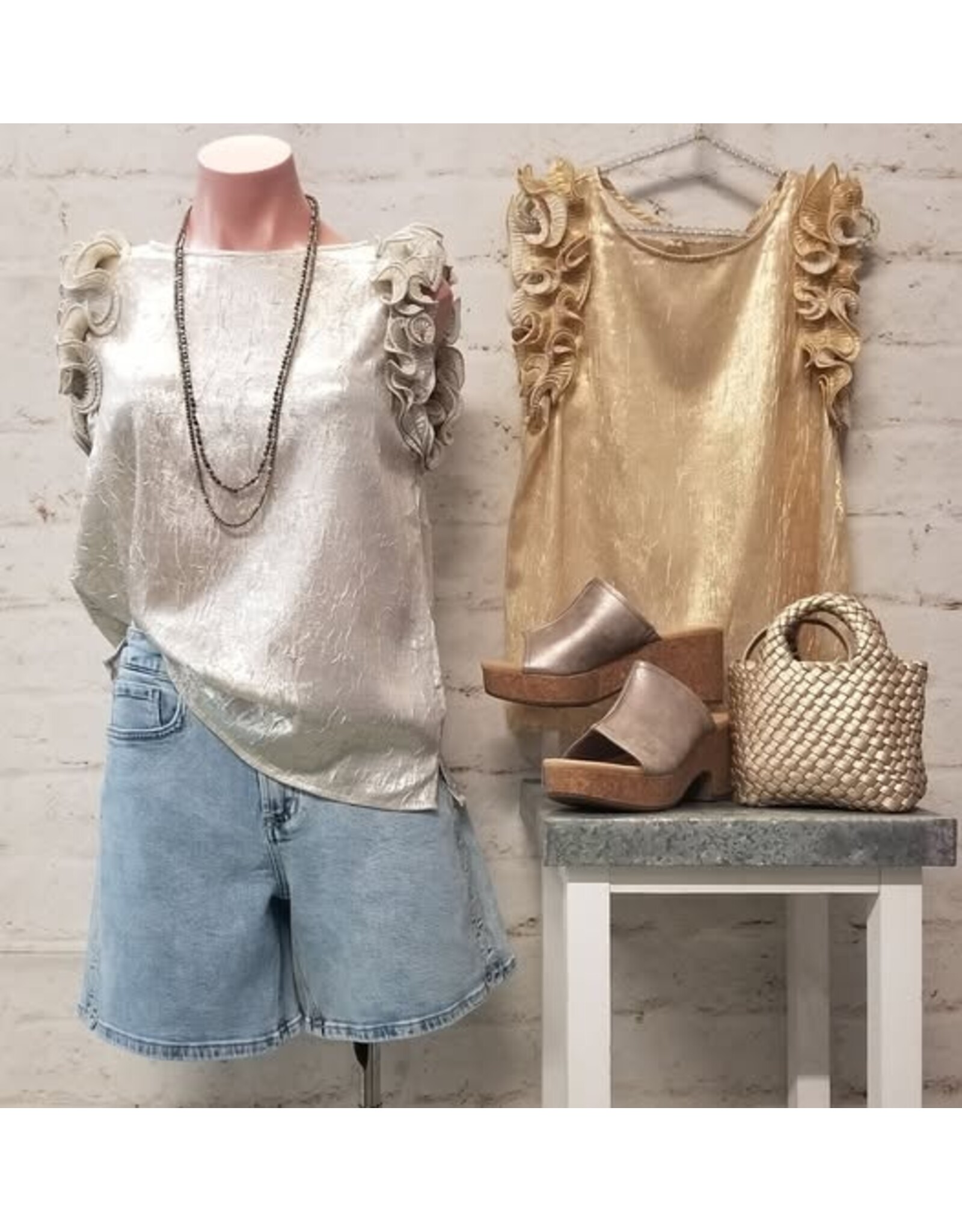Georgina Metallic Crinkle Top